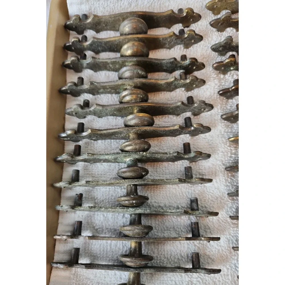 Lot 25 VTG Bronze Stewart Warner Cabinet Handles Drawer Pull 3.5